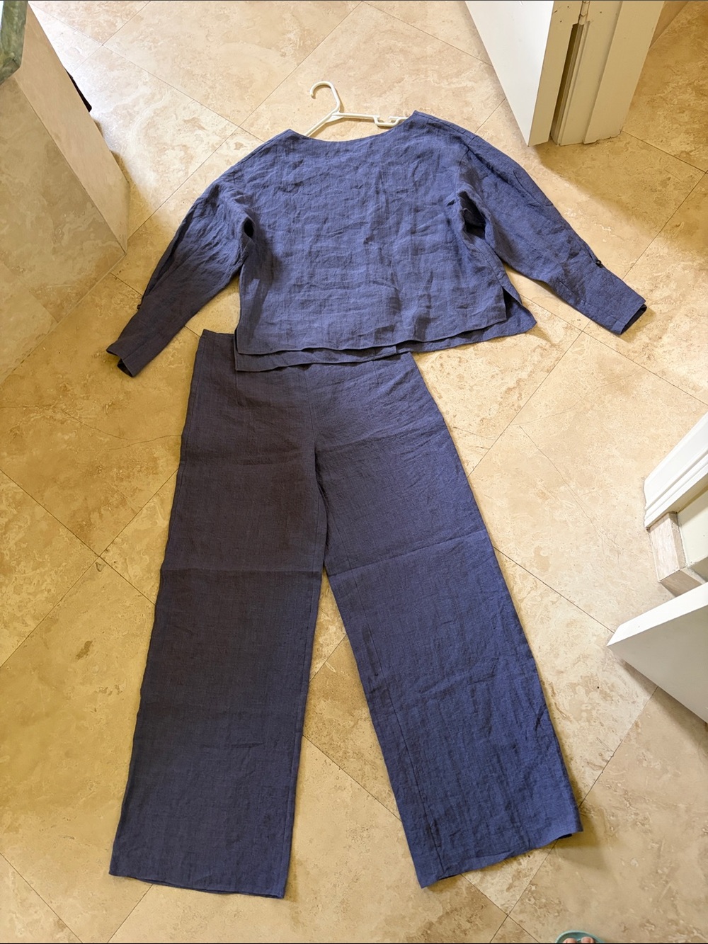 Massimo Dutti light - Navy Blue linen set